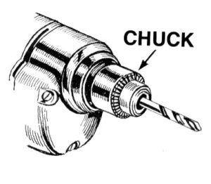 How is a chuck used on a cordless drill