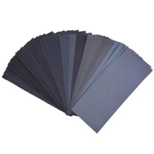 Sandpaper used by carpenters or woodworkers